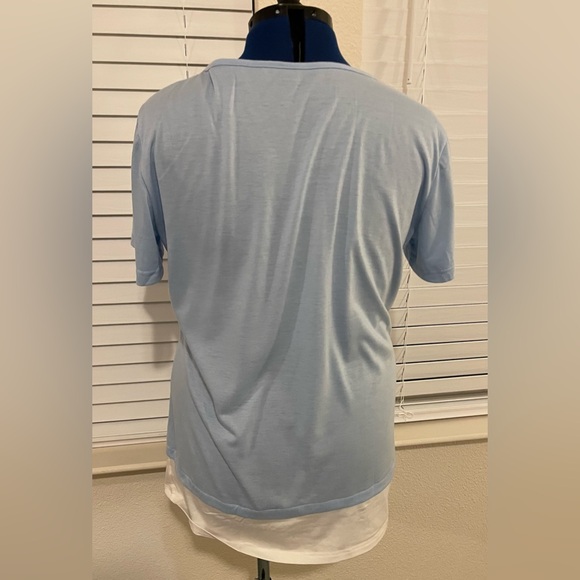 Plus Size Women's Plus Colorblock Short Sleeve Round Neck - Buttons - Picture 2 of 4